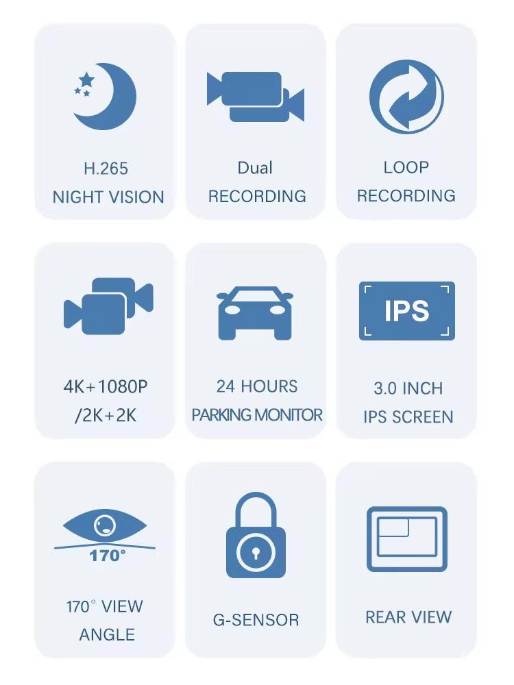 Dual Lens 4k Mirror Das Camera-360 Surround View Reverse Videocamera