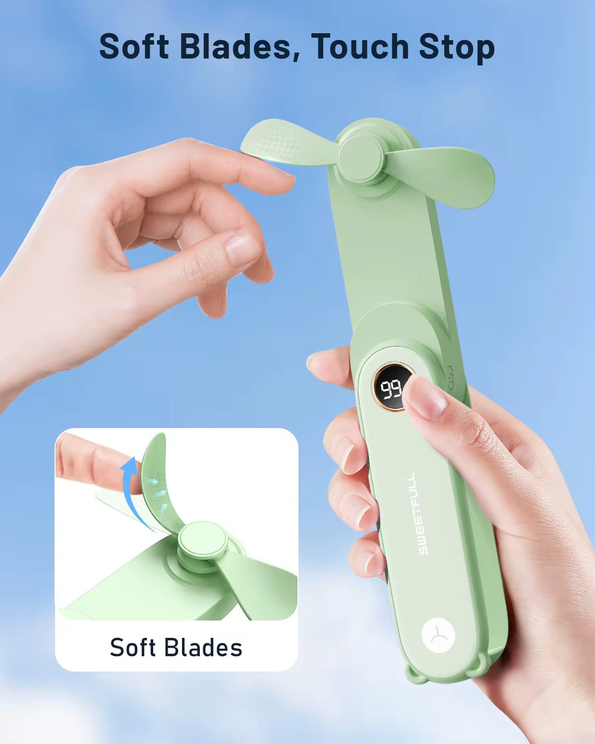 Handheld Mini Fan Portable USB Rechargeable