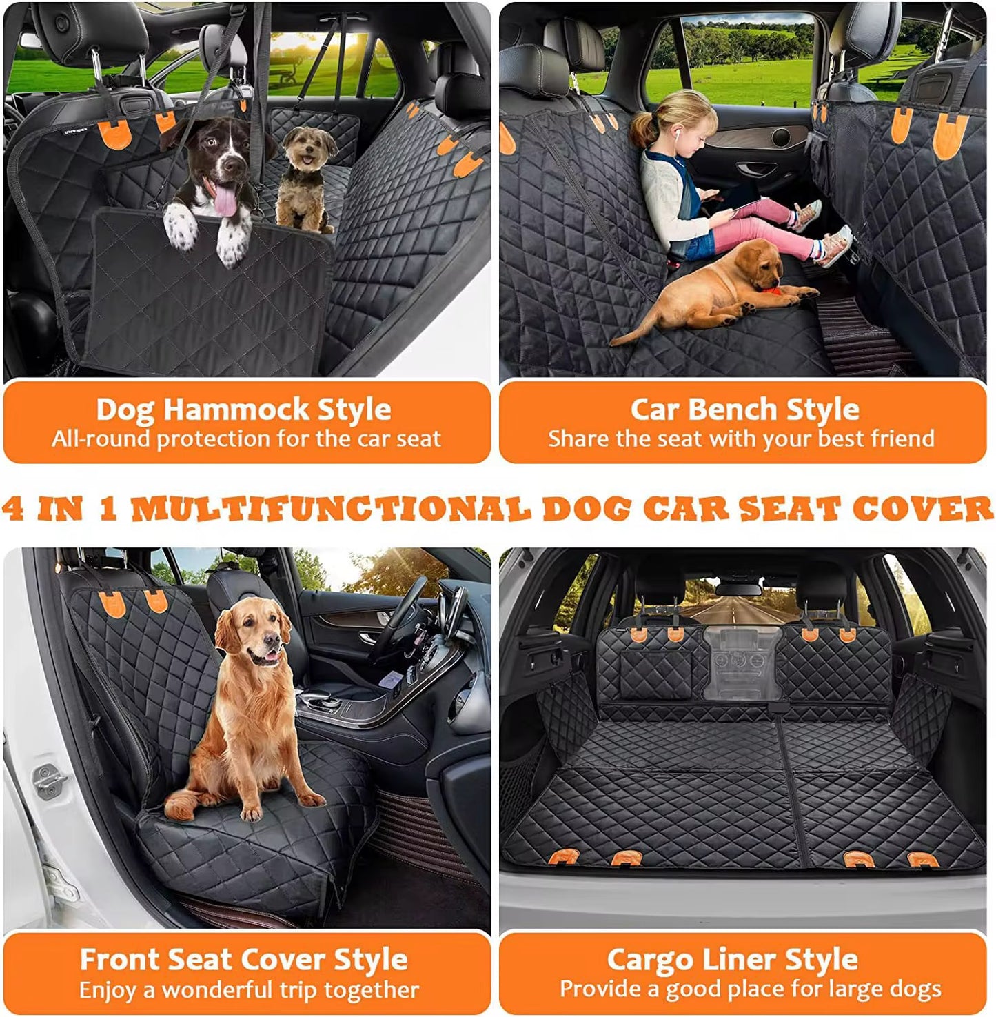 Waterproof Fordable Seat Protector Hammock Dog Car Seat