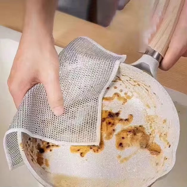 3pcs Double Layer Non Scratch Wire Dishcloth Steel Scrubber Dishwashing