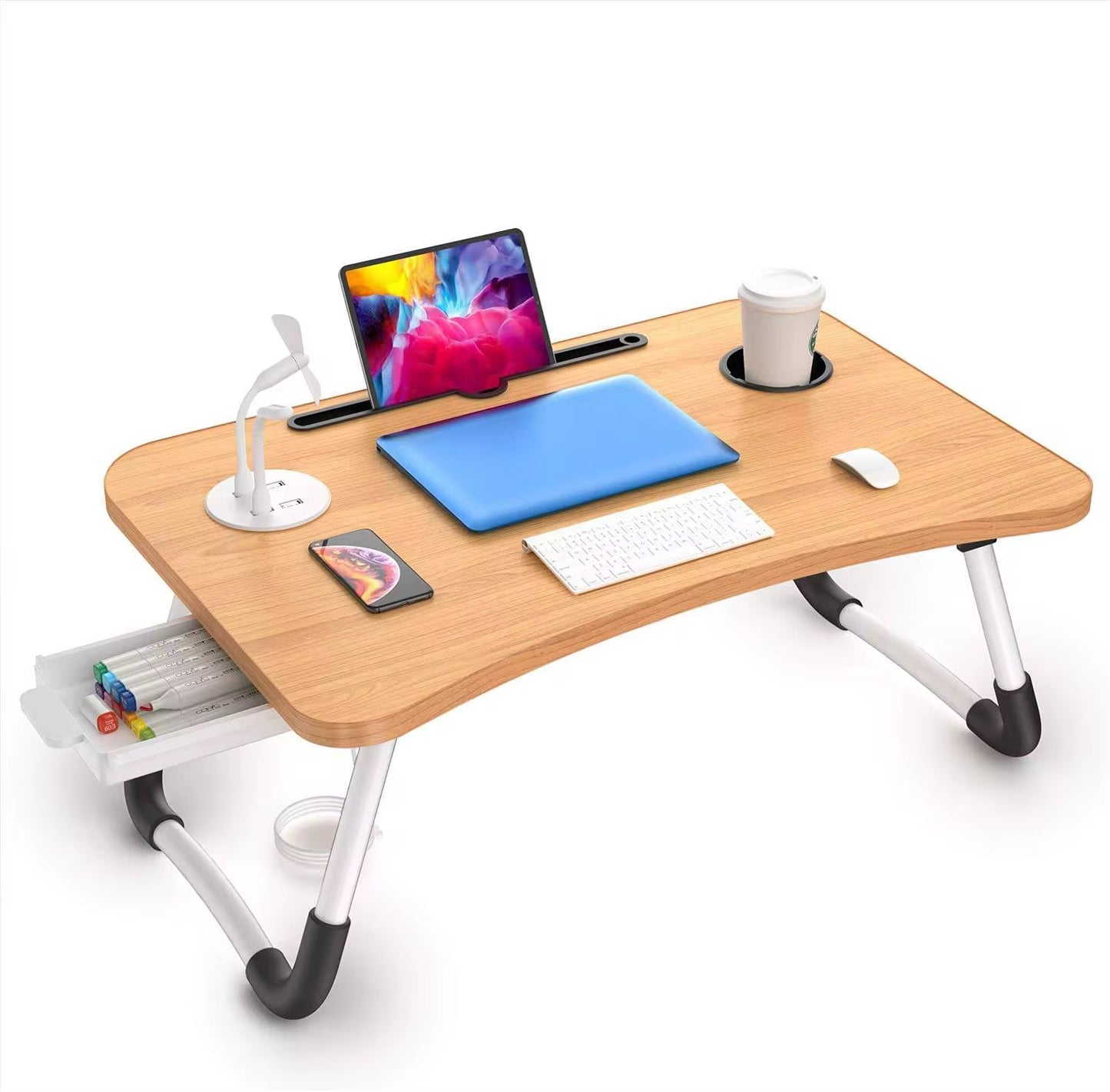 Wood Home Office Folding Desk with USB
