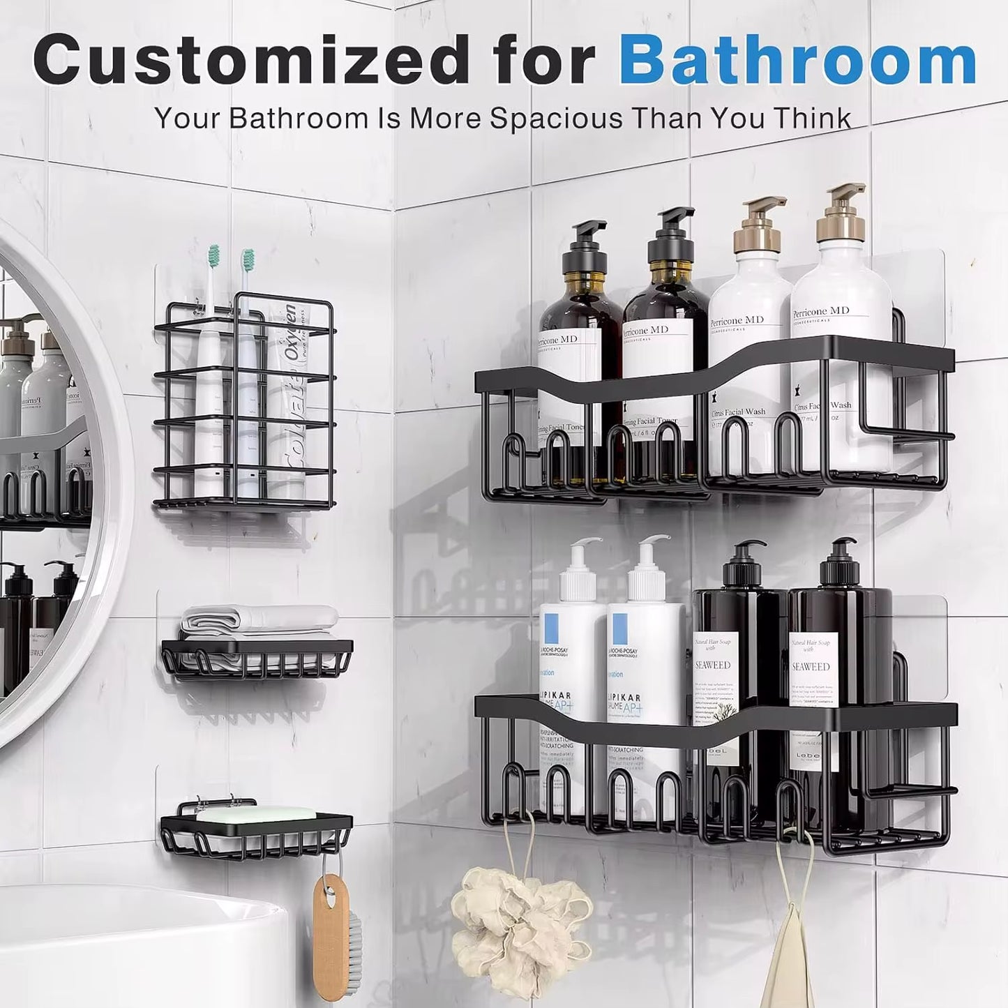 Shower Organizer Stainless Steel No Drilling
