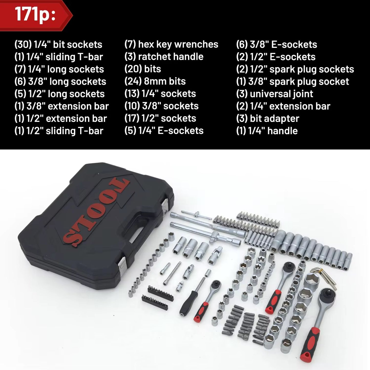 216pcs Versatile and Durable Socket Set Hand Power Ratchet Tools