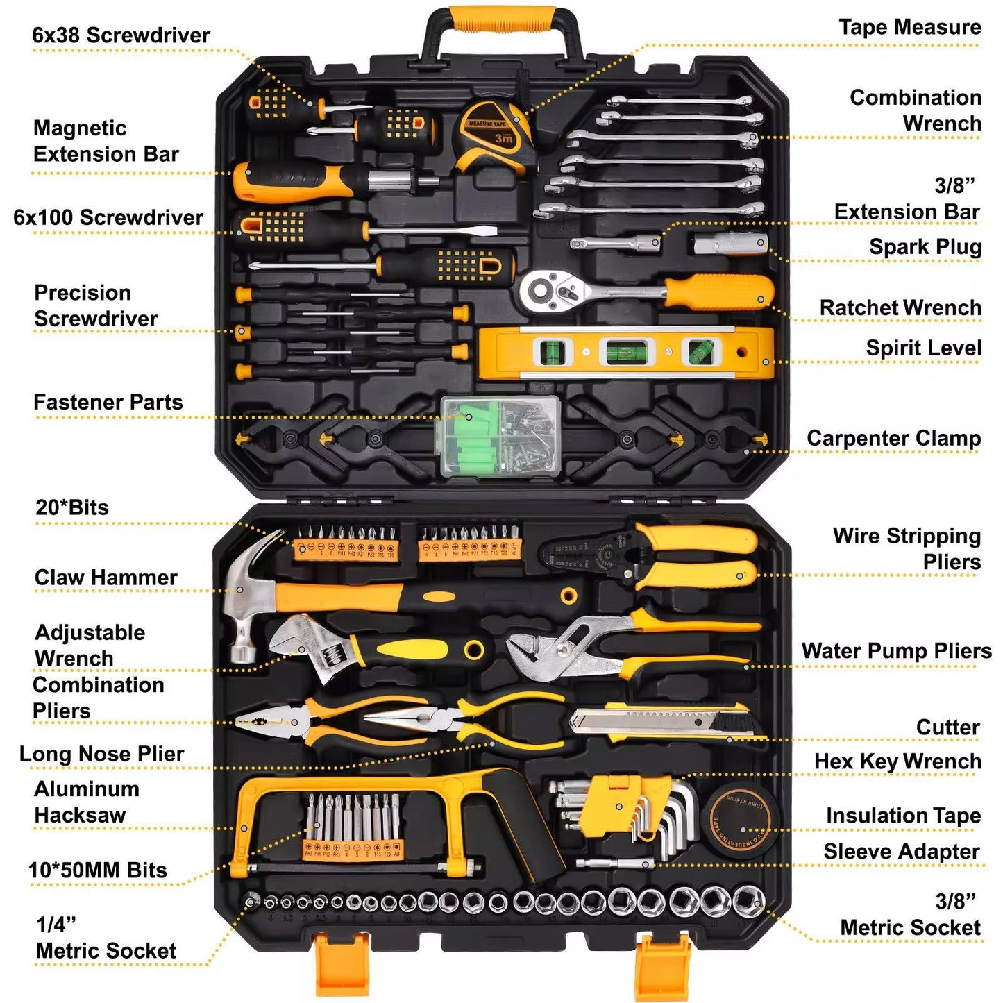 168pcs Basic Household Home Repair Tool Set Truck Tool Kit