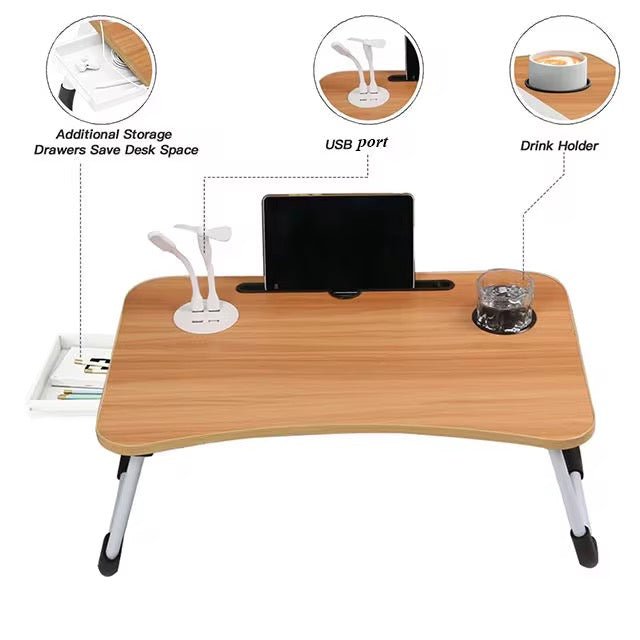 Wood Home Office Folding Desk with USB