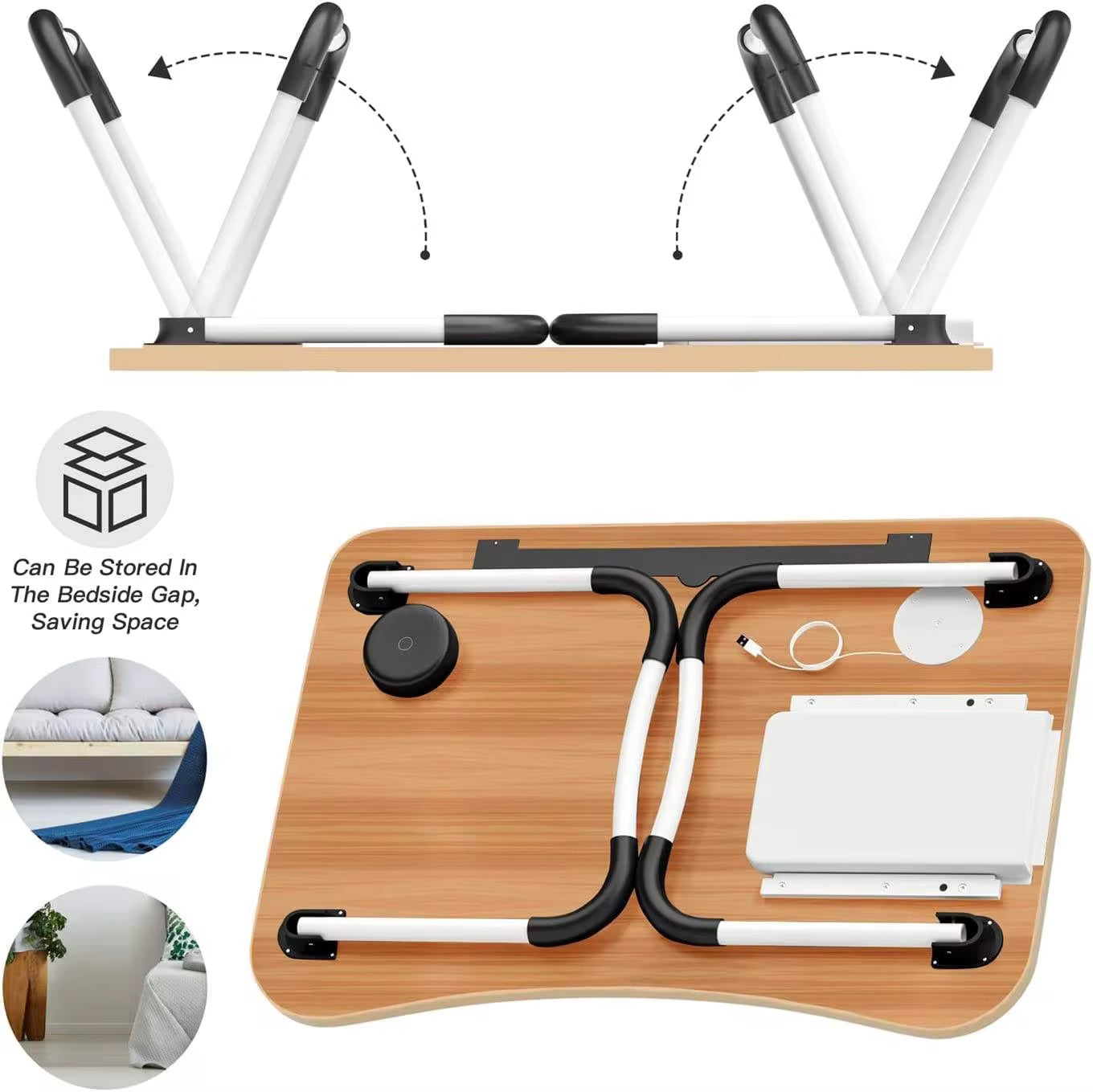 Wood Home Office Folding Desk with USB