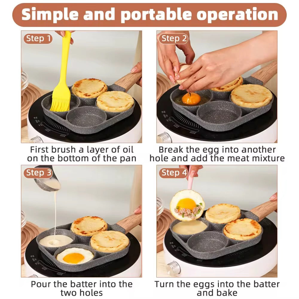 Hole Frying Non Stick Breakfast Maker Wooden Handle